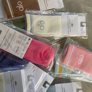 alo袜子女高筒袜纯棉防臭运动袜四季 吸汗透气健身瑜伽袜长筒袜 款