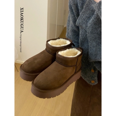 UGGΚE保暖雪地靴女款2025新款冬季皮毛一体加绒厚底雪地棉鞋防