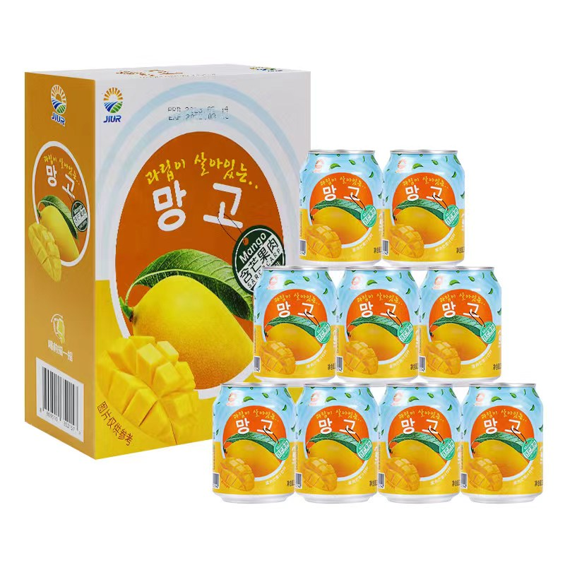 韩国风味九日芒果果汁果肉饮料芒果饮品礼盒整箱装238ml*12罐