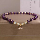 天然紫水晶足链轻奢小众高级感锆石花朵吊坠脚链温柔气质百搭脚饰