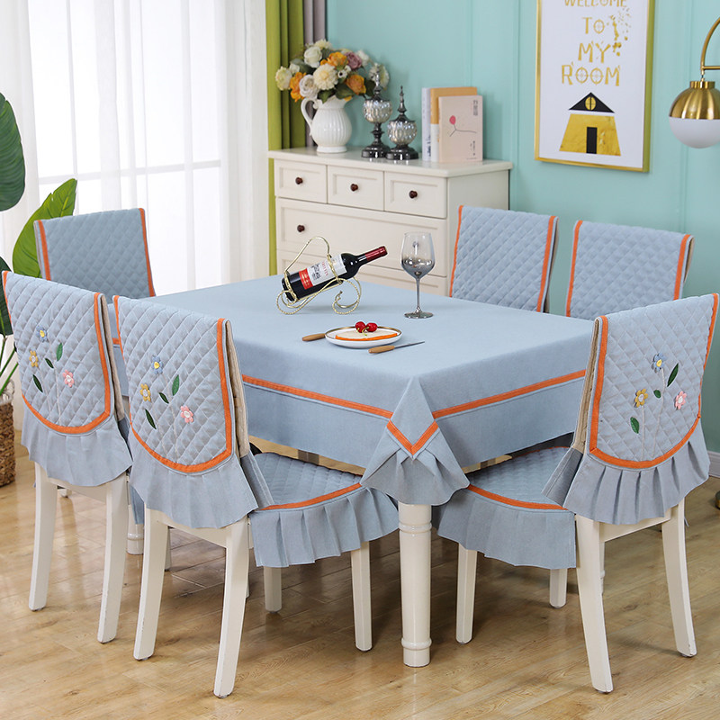 纯色棉麻餐桌布布艺椅套椅垫套装加厚餐椅套套装简约现代椅子套罩