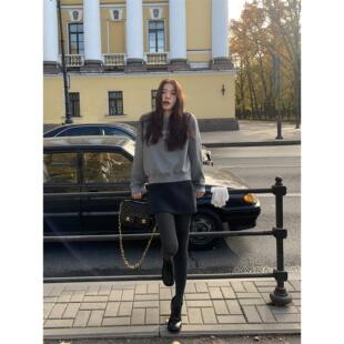 pusumede 奥克兰旧街 高腰毛呢半身裙女显瘦包臀裙气质a字短裙