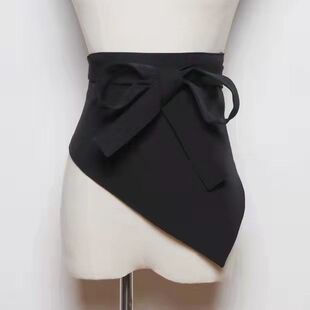 百搭不规则暗黑欧美街拍走秀款个性绑带宽腰封配连衣裙裙子束腰