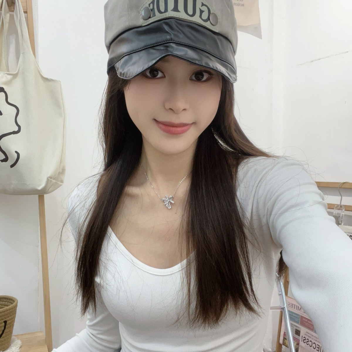 鸭舌双拼字母贝雷帽PU海军cos防晒水手船长帽子制服扣子防风硬顶