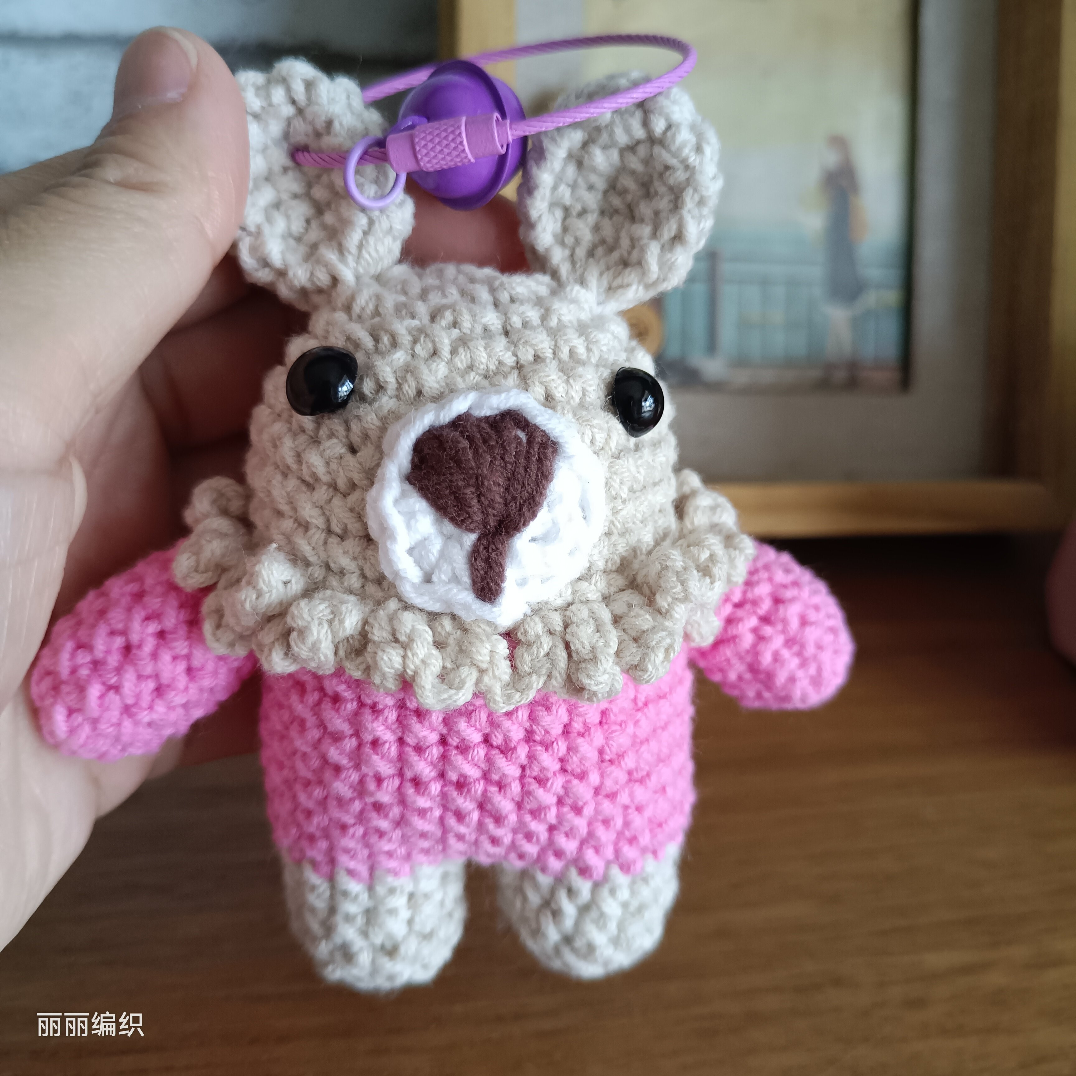 纯手工毛线编织小兔子玩偶钥匙扣包包挂件diy材料包成品