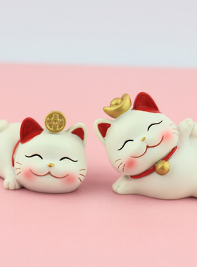招财猫卡通可爱树脂工艺品办公桌面摆件蛋糕烘焙装饰创意家居饰品