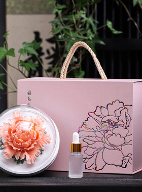 陶瓷手捏牡丹瓷花摆件扩香器办公室客厅茶室中式桌面手工