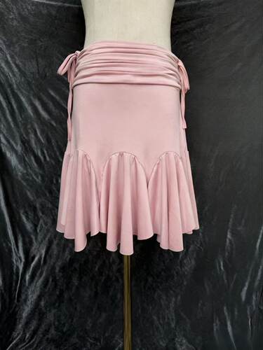 半裙抽绳设计荷叶裙边拉丁舞裙日常练功服女带底裤