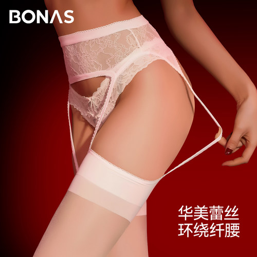 网红纯欲性感一体式黑丝吊带袜