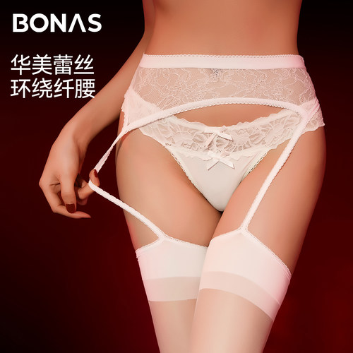 白边黑丝袜吊带一体性感蕾丝袜女