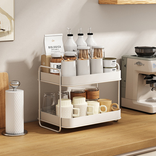 轻奢水杯置物架杯子茶杯茶具桌面双层托盘客厅家用沥水盒收纳架子