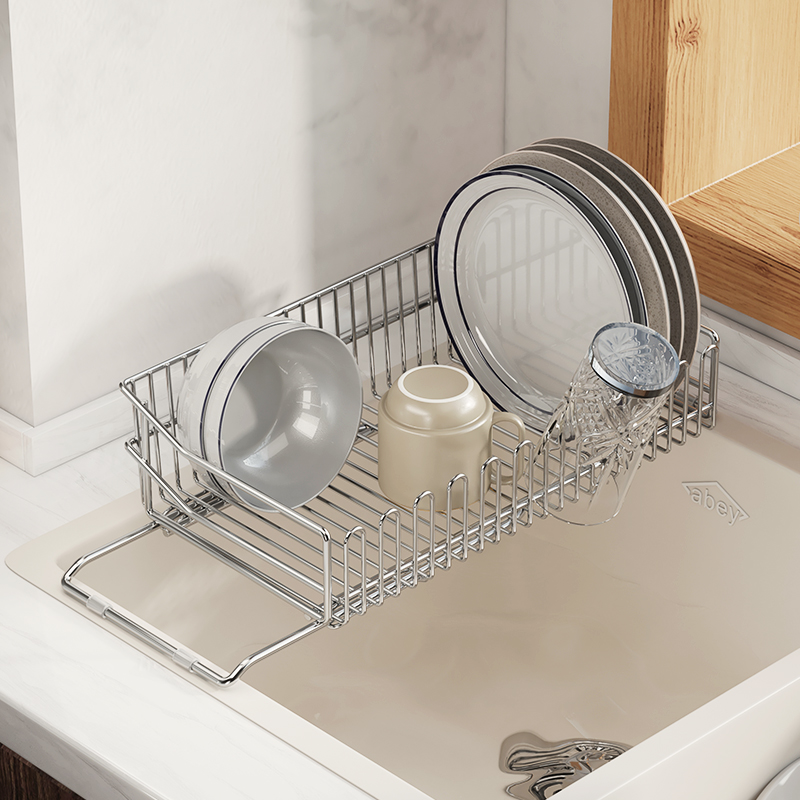 304不锈钢厨房碗碟置物架水槽上方伸缩碗碟盘沥水架洗碗池洗菜架-封面