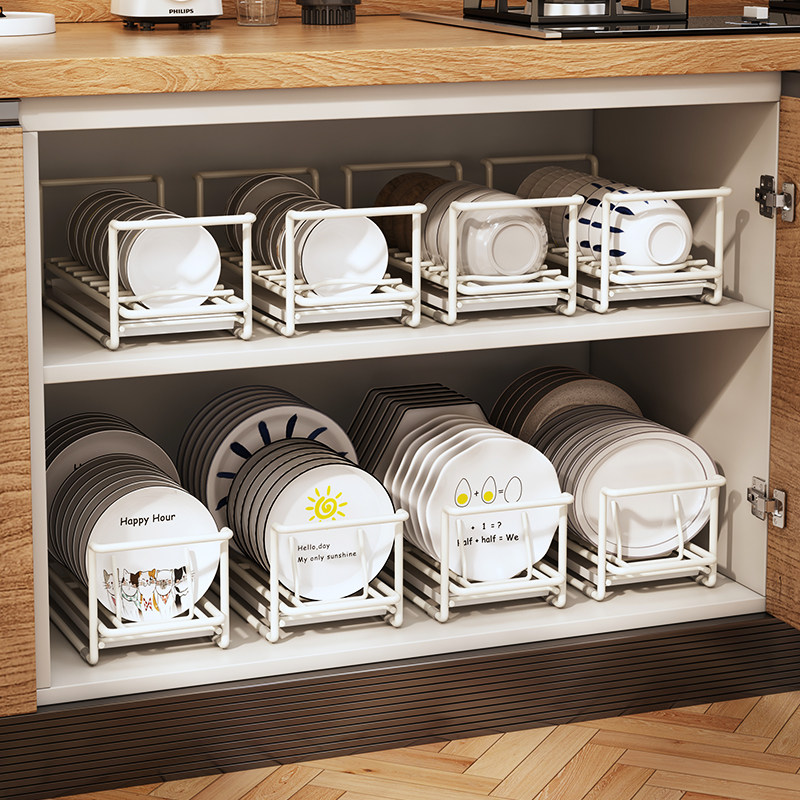 厨房沥水碗碟置物架小型整体橱柜内水槽上方免安装单层碗筷碗盘收