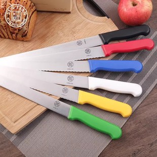 不锈钢胶柄面包刀锯齿刀彩色柄蛋糕刀吐司切片刀烘培刀具12寸14寸