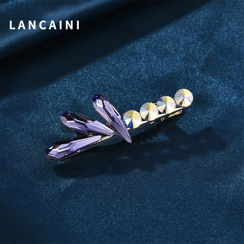 施华水晶发夹一字边夹少女韩国顶夹侧边可爱头饰品刘海夹发卡夹子