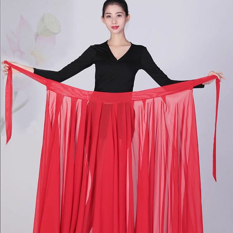 古典舞蹈服一片式720度大摆半身裙练功服万疆舞蹈演出服雪纺长裙