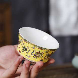 景德镇陶瓷吉祥八宝碗 中式佛前碗民族风酥油茶碗素食斋饭碗汤碗