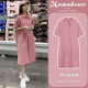 辣妈2026新款 孕妇连衣裙短袖 宽松时尚 粉色POLO领中长款 衬衣裙 薄款