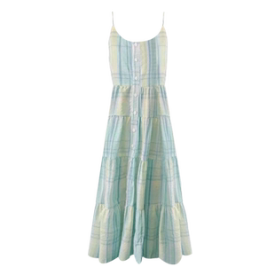 孕妇连衣裙夏季2026新款慵懒风休闲显瘦浅色无袖薄款格子中长款女