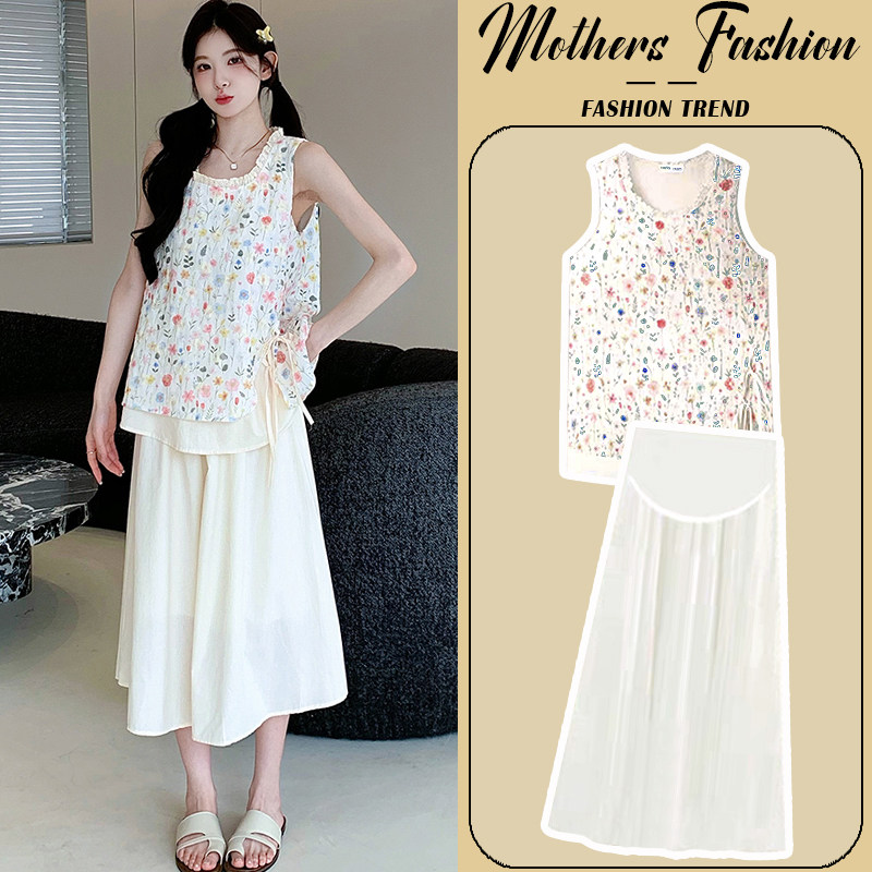 孕妇连衣裙套装夏季2026新款碎花减龄无袖圆领上衣半身裙两件套女,孕妇装/孕产妇用品/营养,连衣裙,淘宝优惠券,粉丝福利购,淘宝优惠卷