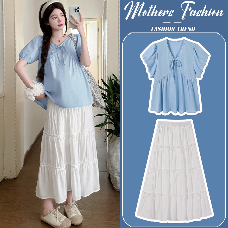 孕妇连衣裙套装夏2025新款减龄