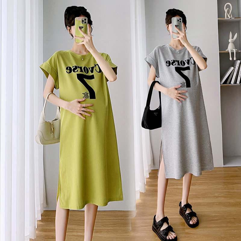 2023夏季新款时尚宽松孕妇连衣裙