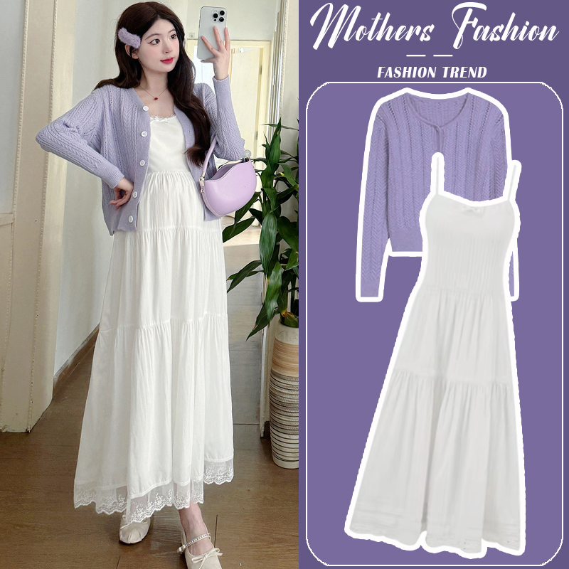 孕妇连衣裙套装春秋2025新款法式