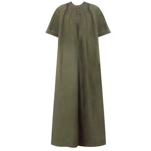 孕妇连衣裙短袖薄款圆领宽松显瘦遮肚中长款2026新款夏衬衫裙辣妈