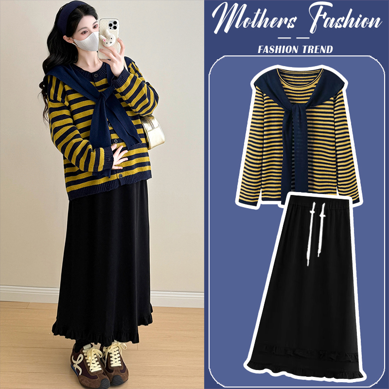 孕妇连衣裙套装秋冬2025新款韩版