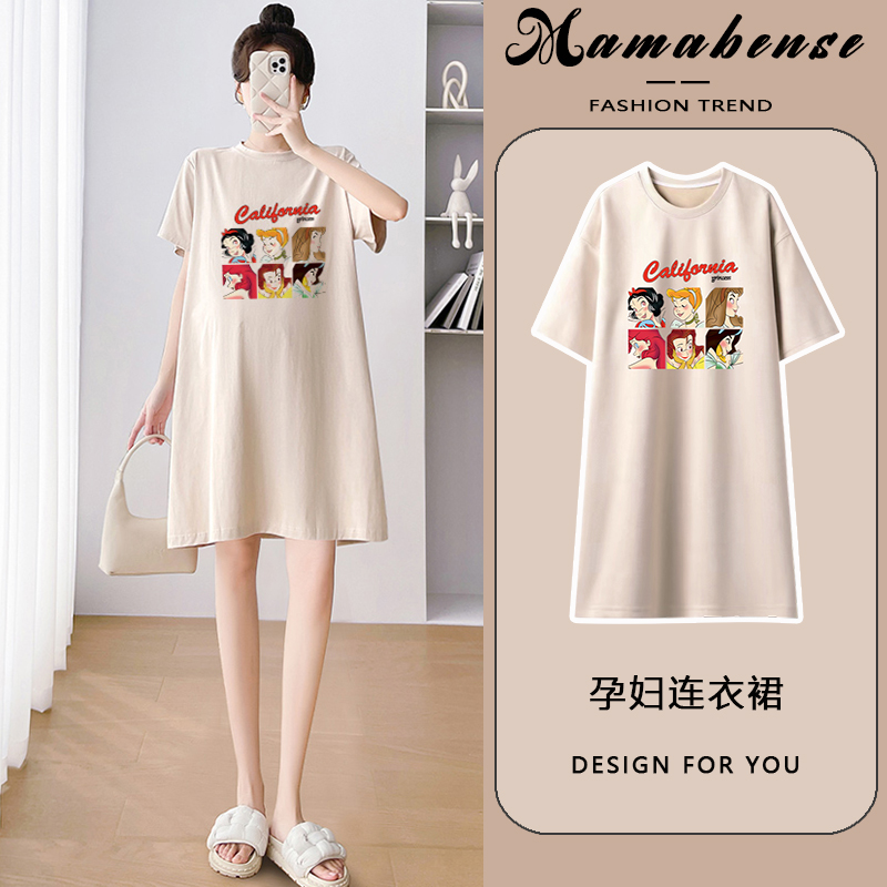 孕妇连衣裙夏短袖薄款一件穿到生