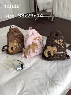 韩系波点趴趴熊女孩学生双肩背包复秋冬古时尚小众儿童休闲出游包