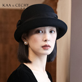 KAACECHY羊毛礼帽女秋冬法式 卷边复古休闲高档时髦洋气减龄渔夫帽