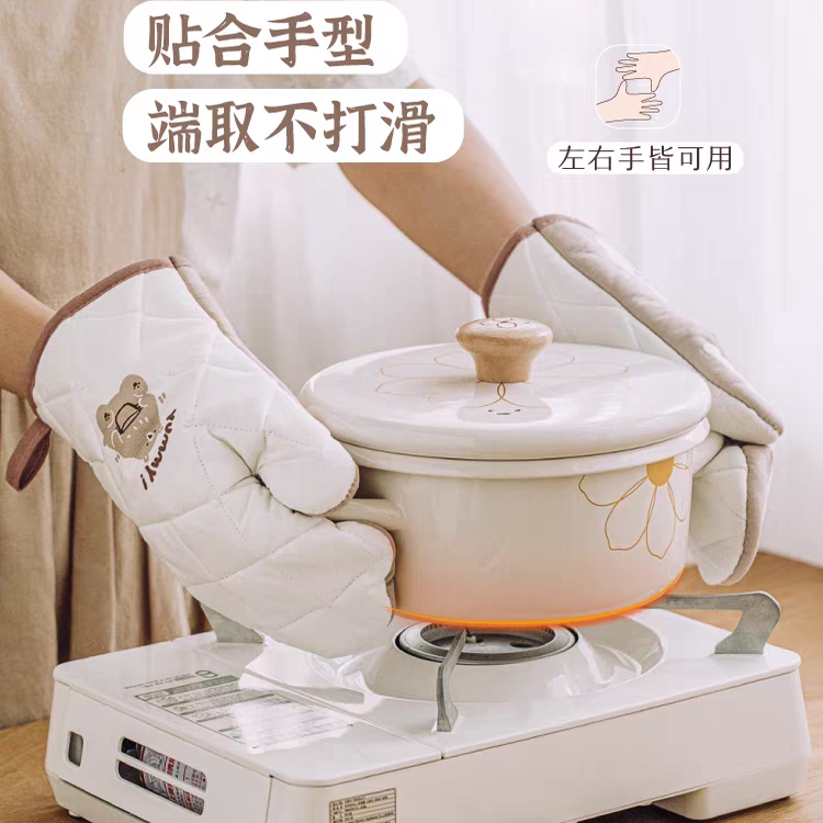 树可小熊防烫手套厨房烤箱耐高温夹子微波炉加厚隔热烘焙可爱手套图片
