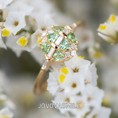 JOVOVASMILE沙弗莱戒指18k金彩宝