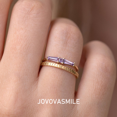 JOVOVASMILE淡紫色水晶戒指18K