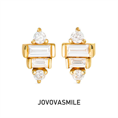 方圆莫桑耳钉9k黄金耳饰礼物