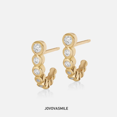 18k黄金耳环耳钉排钻莫桑