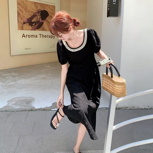 特大码2-300斤胖MM连衣裙女中长款法式拼接独特漂亮减龄遮肉长裙