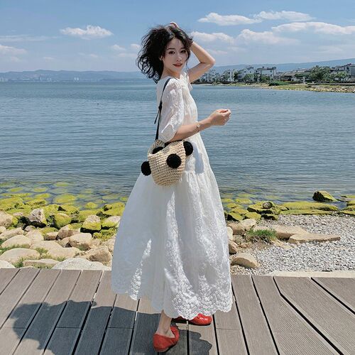 特大码2-300斤胖MM巨好看百搭法式连衣裙女氛围感减龄宽松长裙子