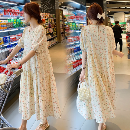 特大码胖mm300斤超仙碎花雪纺长裙女夏季宽松休闲过膝孕妇连衣裙