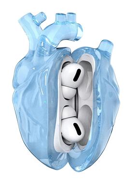 808FC原创心脏Airpodspro2苹果耳机壳液态硅胶[蓝调]airpods4代保护套透明pro适配苹果蓝牙耳机C口3代防摔盒