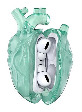 808FC原创心脏Airpodspro2苹果耳机壳液态硅胶[玉色]airpods4保护套透明硅胶pro适配苹果防摔3代蓝牙耳机盒