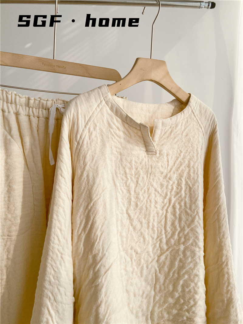 100%棉棉花糖纱布睡衣柔软透气