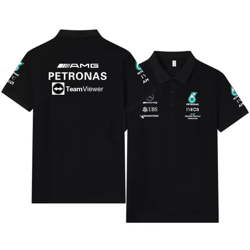 2026 F1赛车拉塞尔车队同款黑白经典车迷同款短袖polo衫定制DIY