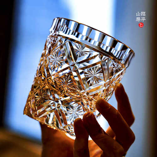 威士忌酒杯送杯垫手工刻花k9水晶