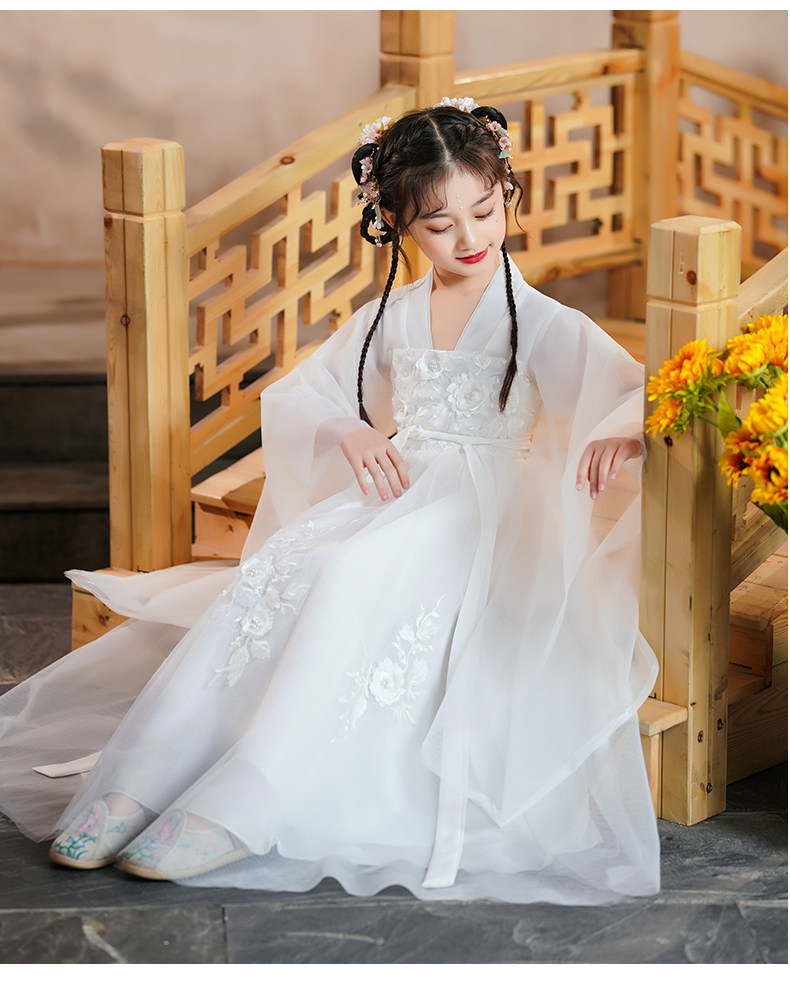 女童春秋夏汉服襦裙中国风民族小女孩春游演出服连衣裙超仙唐装