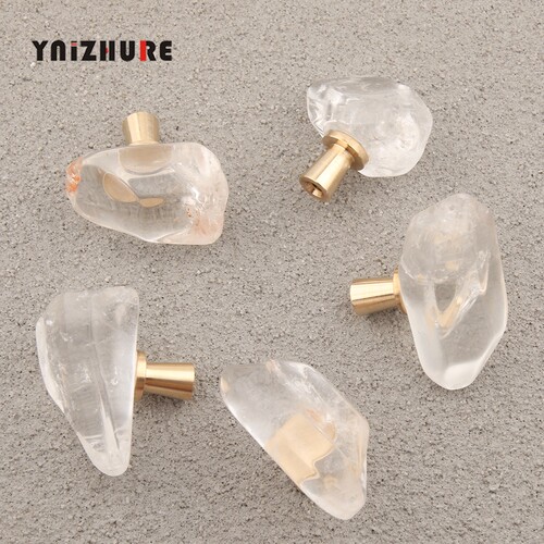 欧美天然矿石白水晶尖柱抽屉拉手
