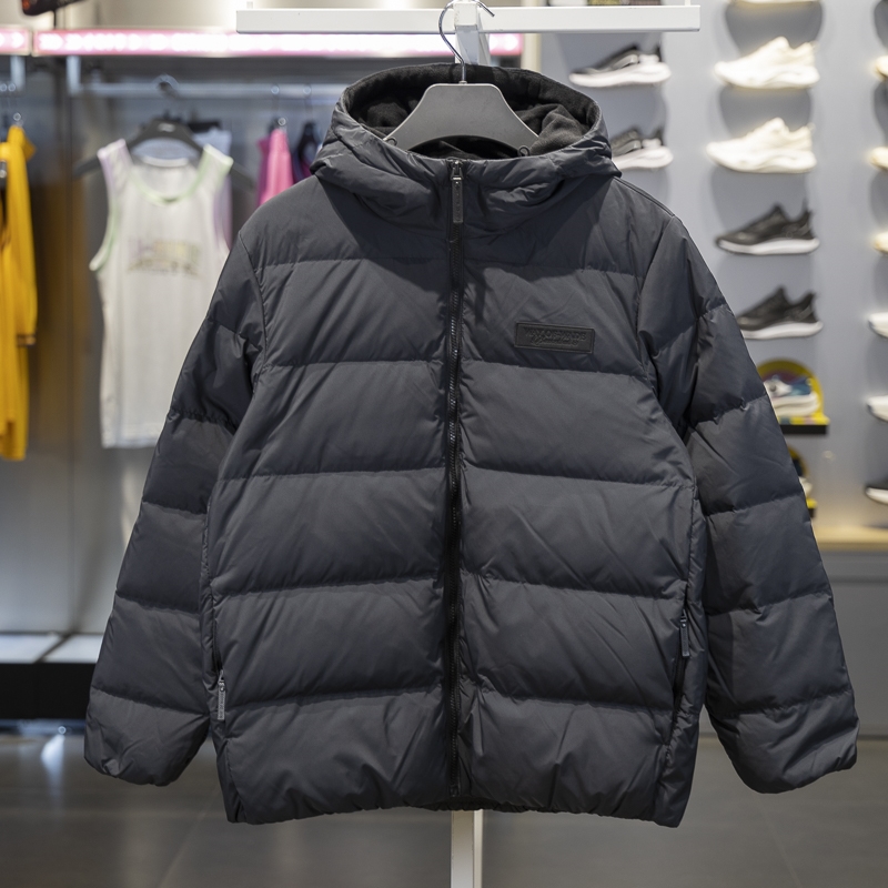 李宁羽绒服男款2024冬季新款韦德鹅绒无帽保暖短款外套男AYMU001