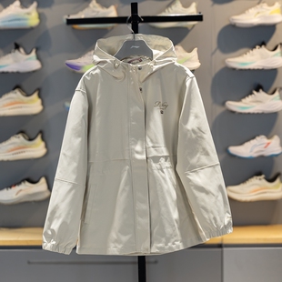 李宁外套女款2026春季新款运动休闲跑步保暖防风连帽开衫女士风衣