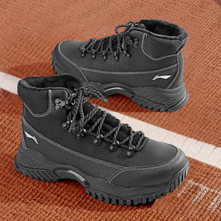 李宁霸虎LITE反光加绒保暖中帮经典运动鞋男款2025冬季新款休闲鞋